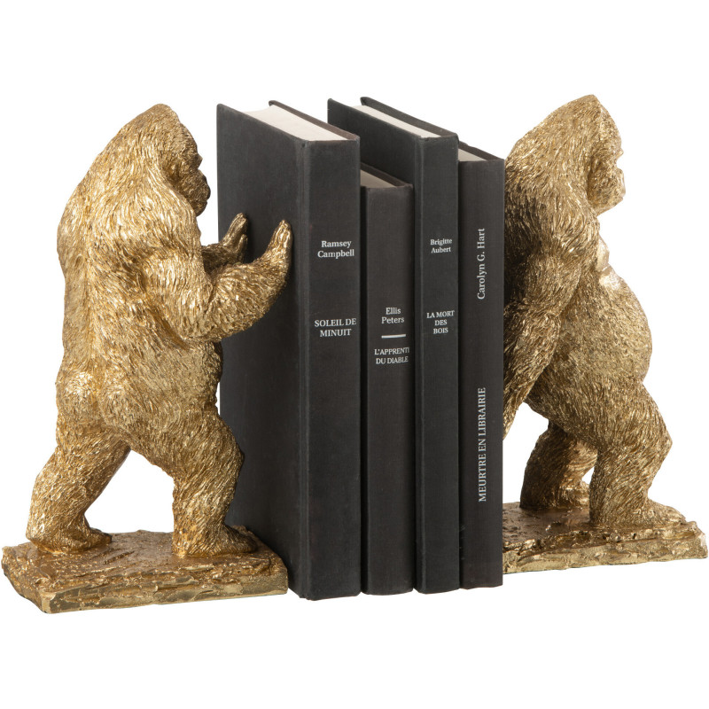 Serre livres original Gorille Hauteur 24 cm en Résine Doré Massimo - 5
