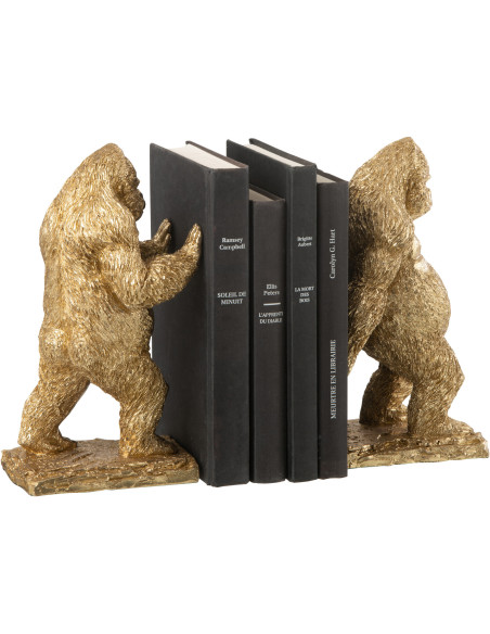 Serre livres original Gorille Hauteur 24 cm en Résine Doré Massimo - 5