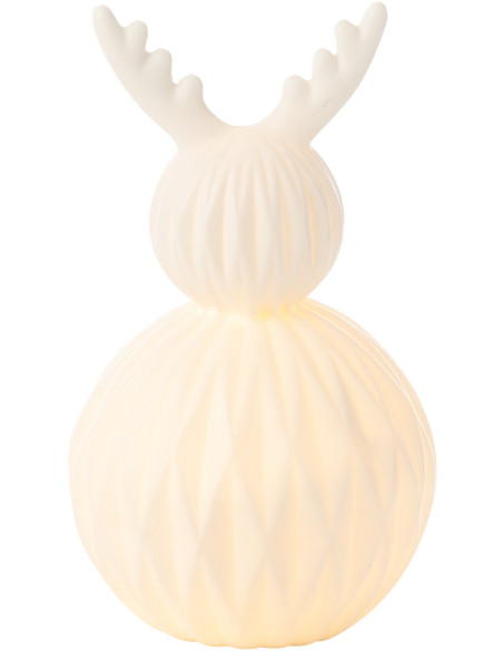 Lampe à poser originale Renne Led Hauteur 23 cm en Porcelaine Blanc Mival - 1
