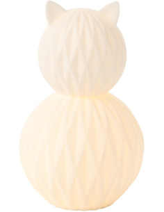 Lampe à poser originale Chat Led Hauteur 22 cm en Porcelaine Blanc Mival - 1