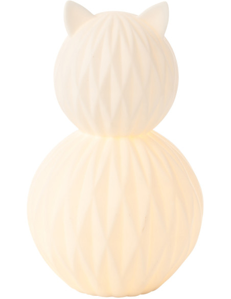Lampe à poser originale Chat Led Hauteur 22 cm en Porcelaine Blanc Mival - 1