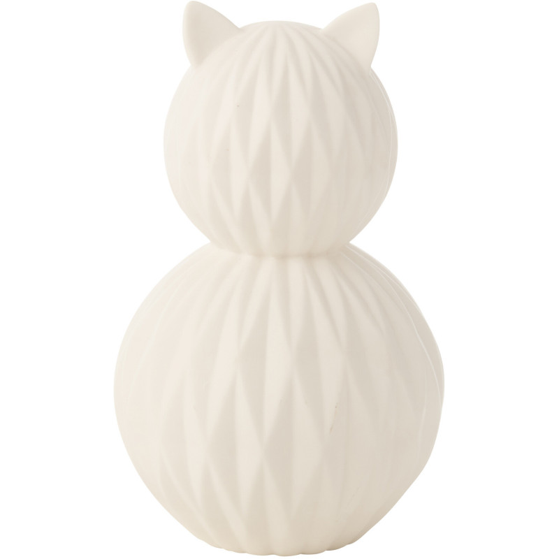 Lampe à poser originale Chat Led Hauteur 22 cm en Porcelaine Blanc Mival - 2