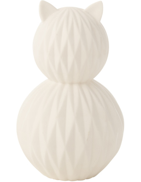 Lampe à poser originale Chat Led Hauteur 22 cm en Porcelaine Blanc Mival - 2