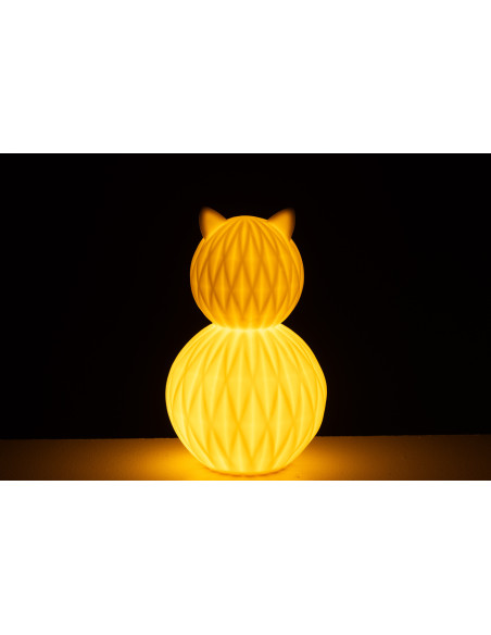 Lampe à poser originale Chat Led Hauteur 22 cm en Porcelaine Blanc Mival - 3