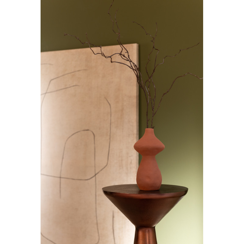 Vase original Champignon Hauteur 22 cm en Porcelaine Taupe Vert Terracotta Nerko (Lot de 3) - 4