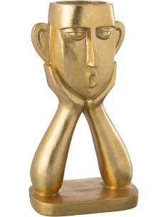 Vase moderne sur pied Visage Hauteur 35 cm en Résine Doré Facy - 1
