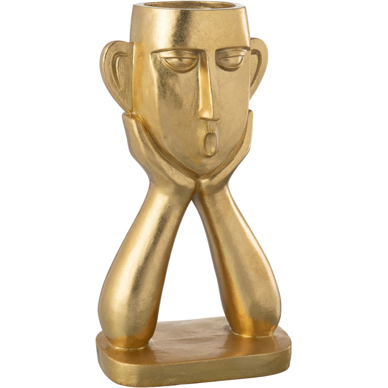Vase moderne sur pied Visage Hauteur 35 cm en Résine Doré Facy - 1