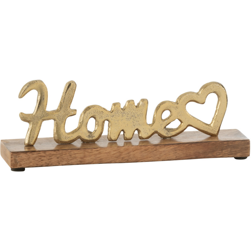Objet déco à poser Home 23 cm en Métal Doré Bois Naturel Alvron - 1