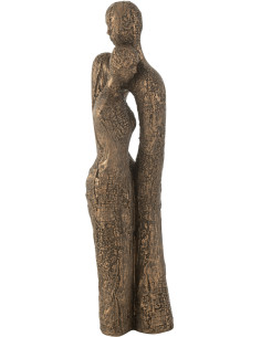 Statue déco moderne Couple amoureux Hauteur 48 cm en Résine Marron Doré Esmina - 1