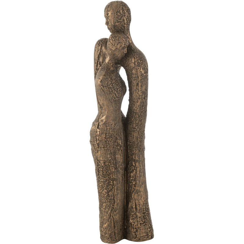 Statue déco moderne Couple amoureux Hauteur 48 cm en Résine Marron Doré Esmina - 1
