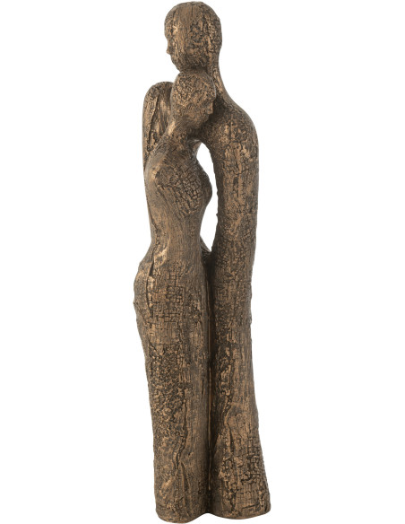 Statue déco moderne Couple amoureux Hauteur 48 cm en Résine Marron Doré Esmina - 1