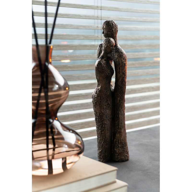 Statue déco moderne Couple amoureux Hauteur 48 cm en Résine Marron Doré Esmina - 2