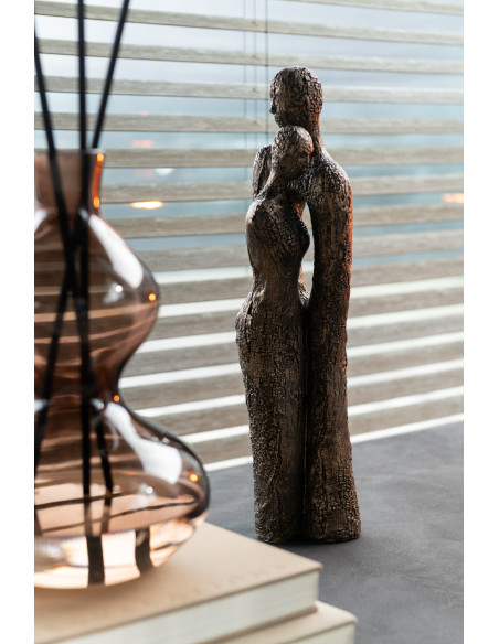 Statue déco moderne Couple amoureux Hauteur 48 cm en Résine Marron Doré Esmina - 2