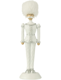 Statuette déco Noël Casse noisette Chapeau fourrure Hauteur 19 cm en Résine Blanc Zevran - 1