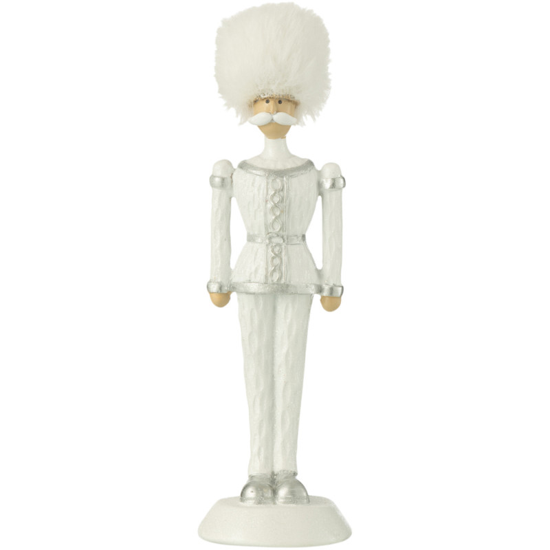Statuette déco Noël Casse noisette Chapeau fourrure Hauteur 19 cm en Résine Blanc Zevran - 1