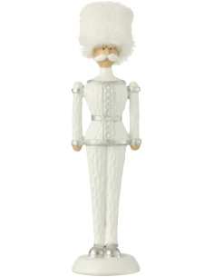 Statuette déco Noël Casse noisette Chapeau fourrure Hauteur 25 cm en Résine Blanc Zevran - 1