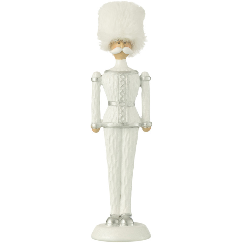 Statuette déco Noël Casse noisette Chapeau fourrure Hauteur 25 cm en Résine Blanc Zevran - 1
