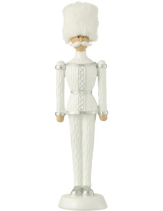 Statuette déco Noël Casse noisette XL Chapeau fourrure Hauteur 32 cm en Résine Blanc Zevran - 1