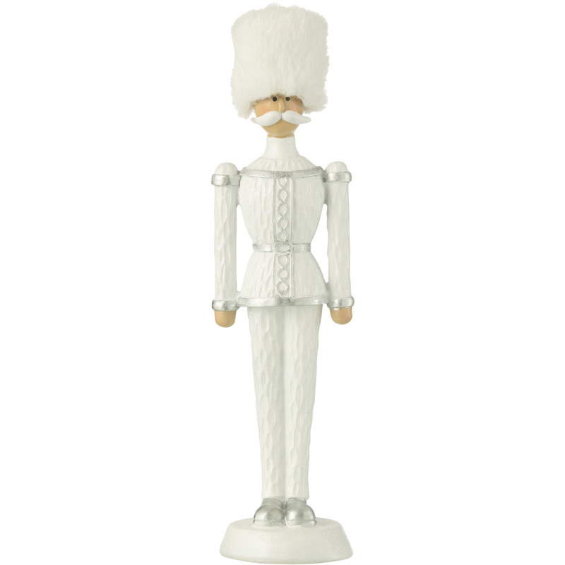 Statuette déco Noël Casse noisette XL Chapeau fourrure Hauteur 32 cm en Résine Blanc Zevran - 1