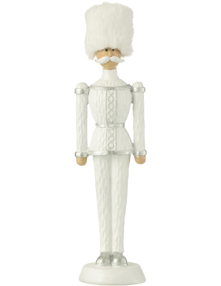 Statuette déco Noël Casse noisette XL Chapeau fourrure Hauteur 32 cm en Résine Blanc Zevran - 1