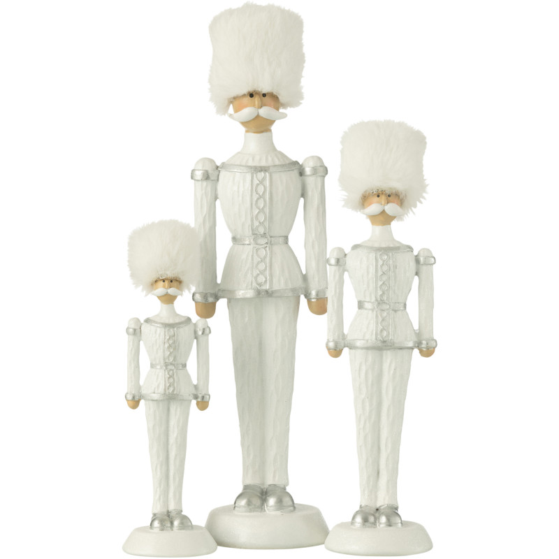 Statuette déco Noël Casse noisette XL Chapeau fourrure Hauteur 32 cm en Résine Blanc Zevran - 2