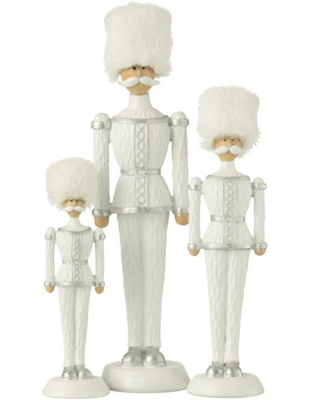Statuette déco Noël Casse noisette XL Chapeau fourrure Hauteur 32 cm en Résine Blanc Zevran - 2