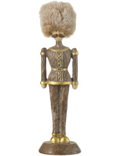 Statuette déco Noël Casse noisette Chapeau fourrure Hauteur 19 cm en Résine Marron Zevran - 1