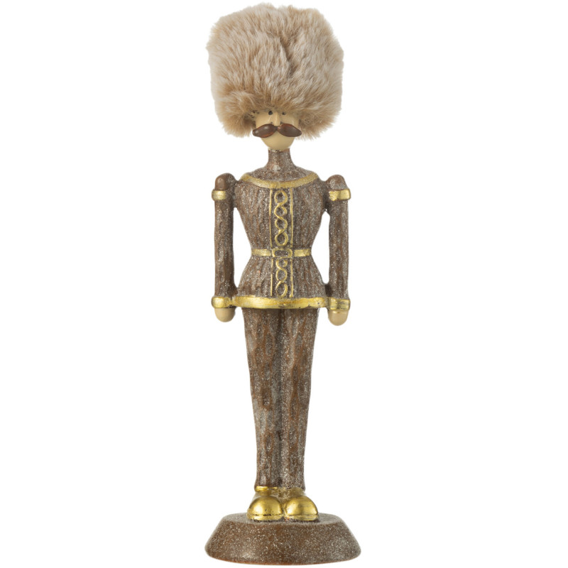 Statuette déco Noël Casse noisette Chapeau fourrure Hauteur 19 cm en Résine Marron Zevran - 1