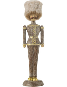 Statuette déco Noël Casse noisette Chapeau fourrure Hauteur 25 cm en Résine Marron Zevran - 1