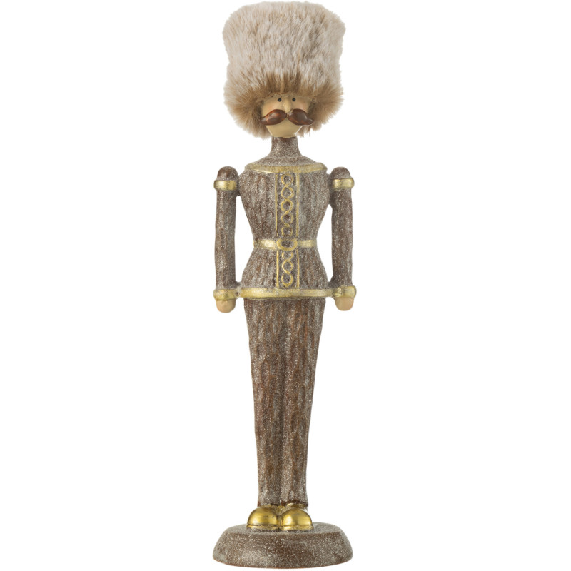 Statuette déco Noël Casse noisette Chapeau fourrure Hauteur 25 cm en Résine Marron Zevran - 1