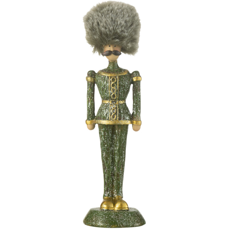 Statuette déco Noël Casse noisette Chapeau fourrure Hauteur 19 cm en Résine Vert Zevran - 1