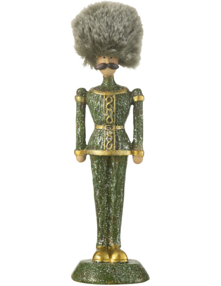 Statuette déco Noël Casse noisette Chapeau fourrure Hauteur 19 cm en Résine Vert Zevran - 1
