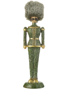 Statuette déco Noël Casse noisette Chapeau fourrure Hauteur 25 cm en Résine Vert Zevran - 1