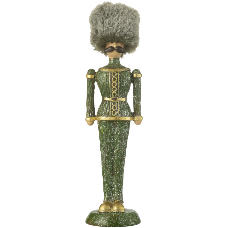 Statuette déco Noël Casse noisette Chapeau fourrure Hauteur 25 cm en Résine Vert Zevran - 1