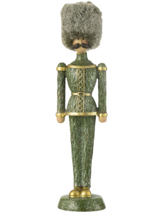 Statuette déco Noël Casse noisette XL Chapeau fourrure Hauteur 32 cm en Résine Vert Zevran - 1