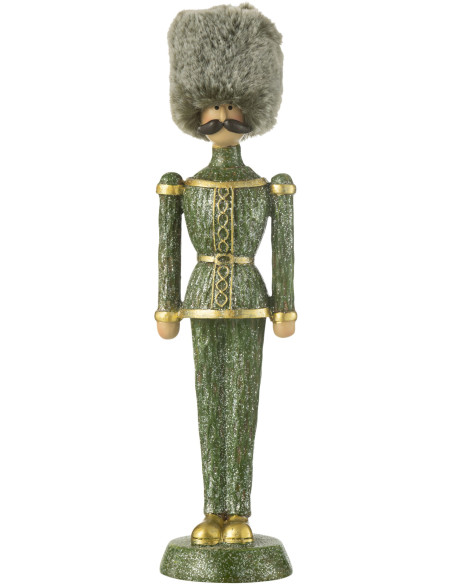 Statuette déco Noël Casse noisette XL Chapeau fourrure Hauteur 32 cm en Résine Vert Zevran - 1