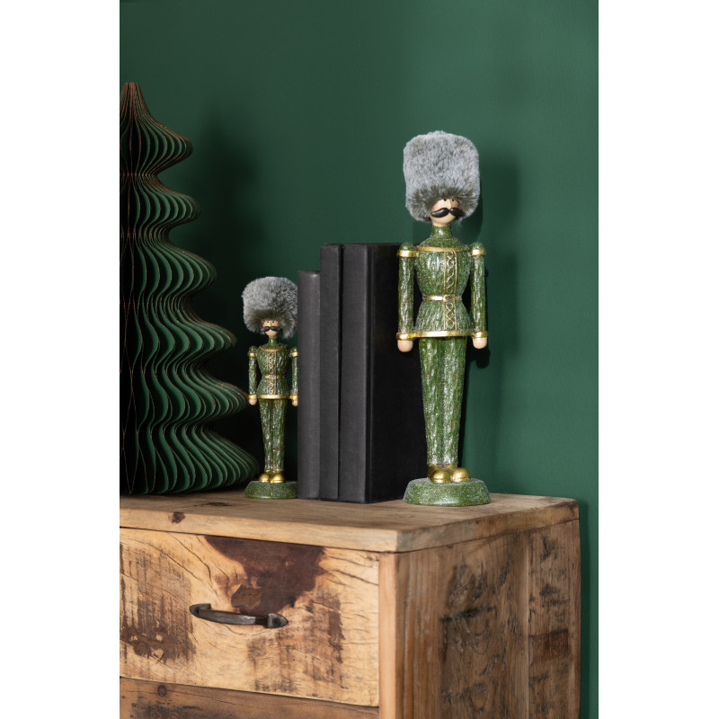 Statuette déco Noël Casse noisette XL Chapeau fourrure Hauteur 32 cm en Résine Vert Zevran - 2