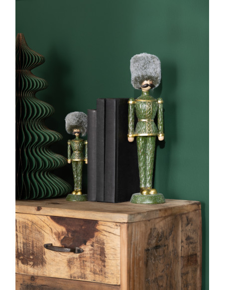 Statuette déco Noël Casse noisette XL Chapeau fourrure Hauteur 32 cm en Résine Vert Zevran - 2