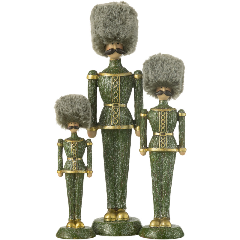 Statuette déco Noël Casse noisette XL Chapeau fourrure Hauteur 32 cm en Résine Vert Zevran - 3