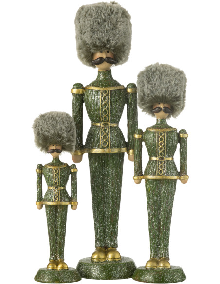 Statuette déco Noël Casse noisette XL Chapeau fourrure Hauteur 32 cm en Résine Vert Zevran - 3