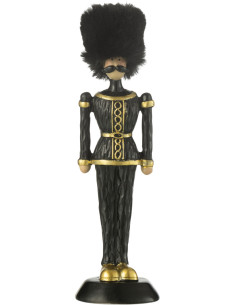 Statuette déco Noël Casse noisette Chapeau fourrure Hauteur 19 cm en Résine Noir Zevran - 1