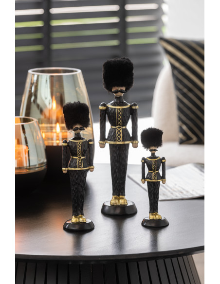 Statuette déco Noël Casse noisette Chapeau fourrure Hauteur 25 cm en Résine Noir Zevran - 2