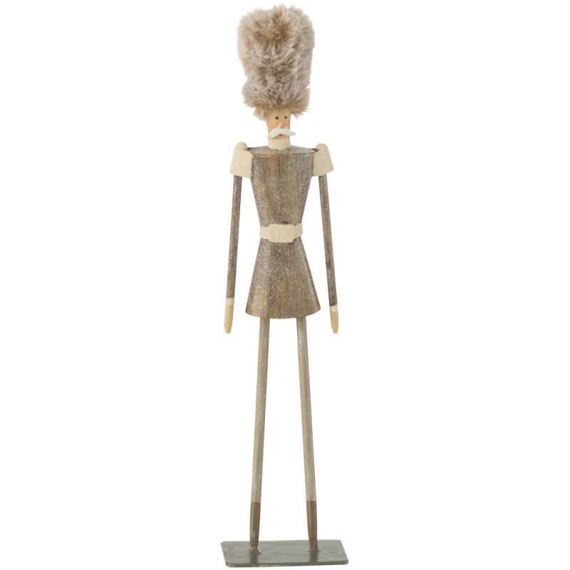 Statuette déco moderne Noël Casse noisette Hauteur 32 cm en Métal Gris Velor - 1