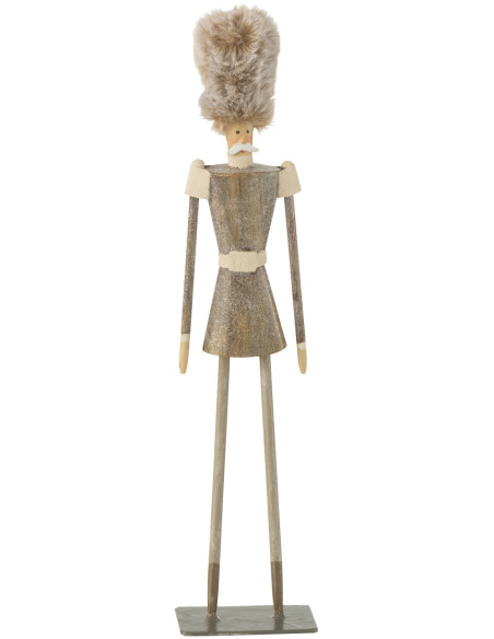 Statuette déco moderne Noël Casse noisette Hauteur 32 cm en Métal Gris Velor - 1