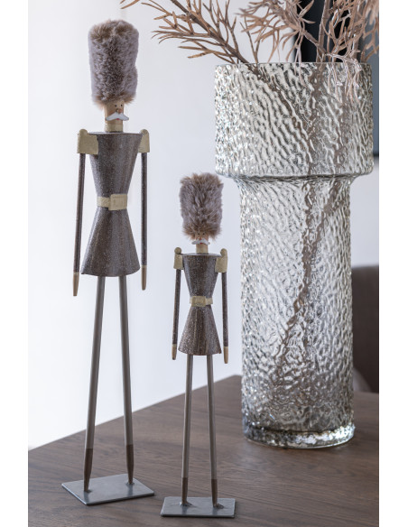 Statuette déco moderne Noël Casse noisette Hauteur 32 cm en Métal Gris Velor - 2