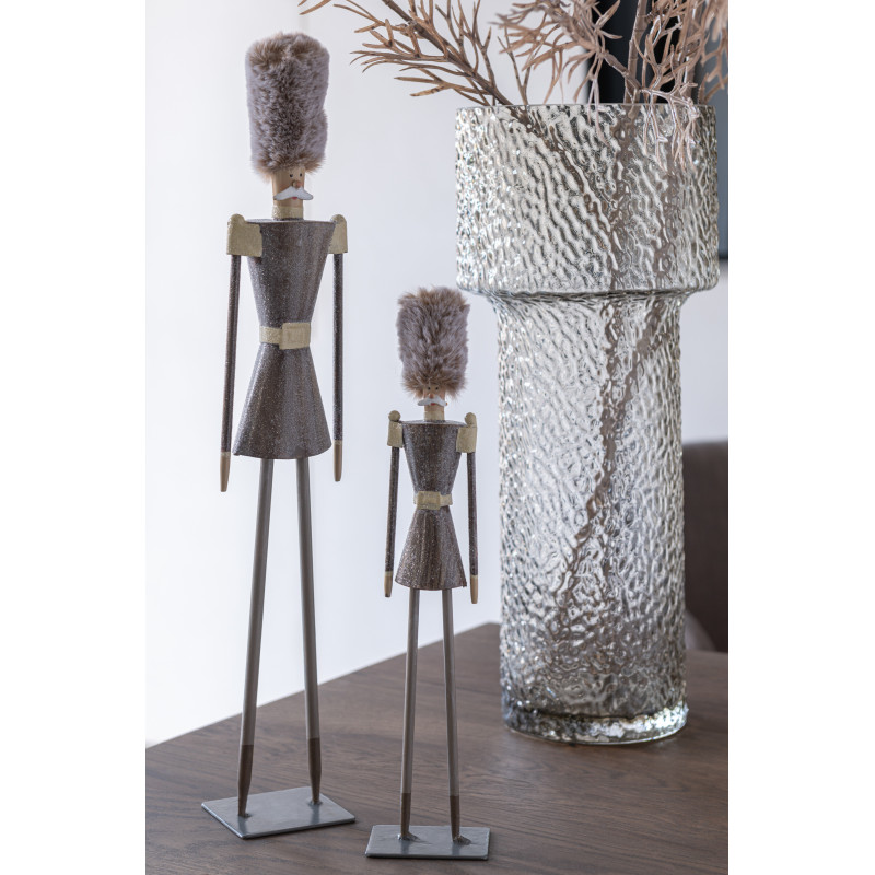 Statuette déco moderne Noël Casse noisette Hauteur 48 cm en Métal Gris Velor - 2