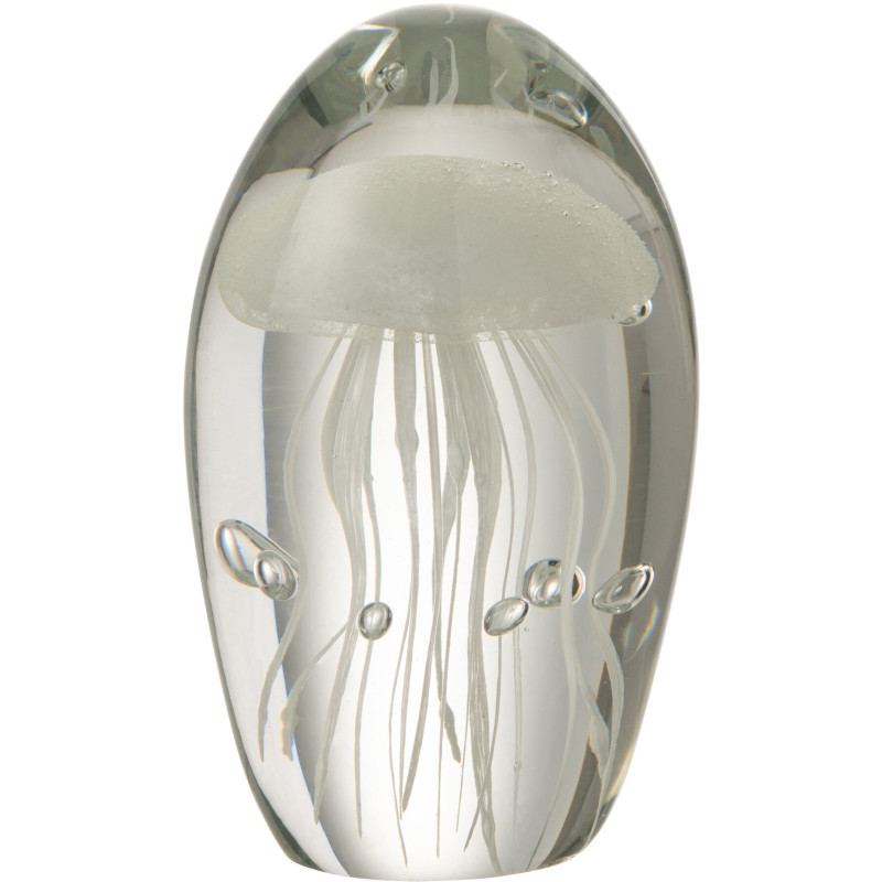 Sulfure Ovale Méduse Sthéno en Verre Blanc 12 cm - 1