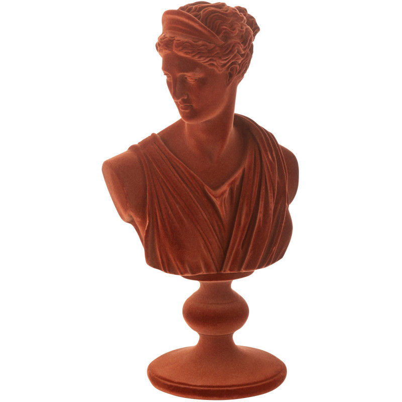 Statuette déco antique Buste Femme Hauteur 33 cm en Résine Velours Rouge bordeaux Gaviel J-Line - 1