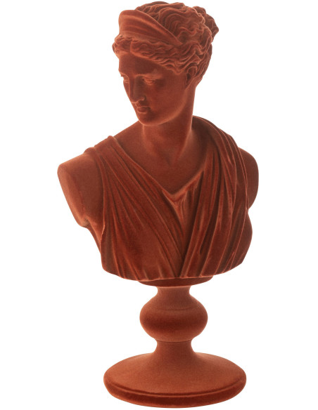 Statuette déco antique Buste Femme Hauteur 33 cm en Résine Velours Rouge bordeaux Gaviel J-Line - 1