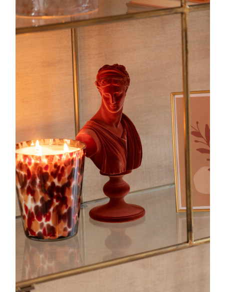 Statuette déco antique Buste Femme Hauteur 33 cm en Résine Velours Rouge bordeaux Gaviel J-Line - 2